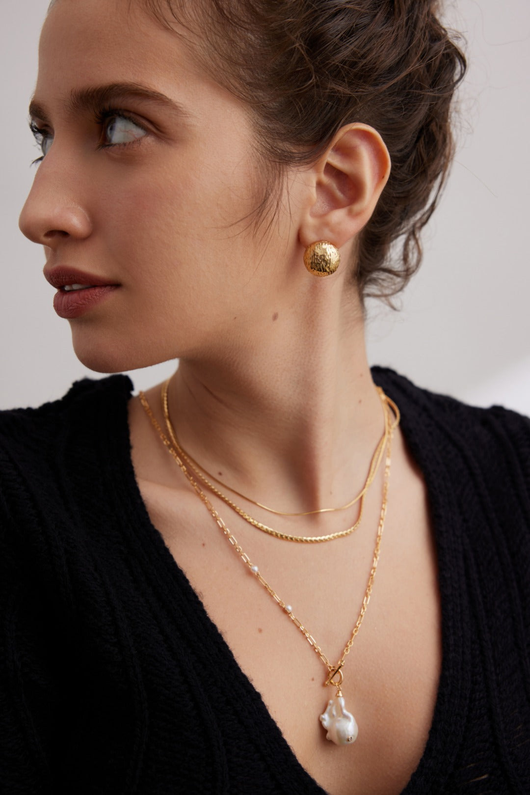Hand-carved Textured Round Earrings