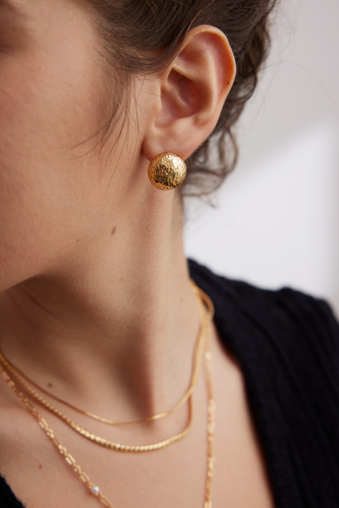 Hand-carved Textured Round Earrings