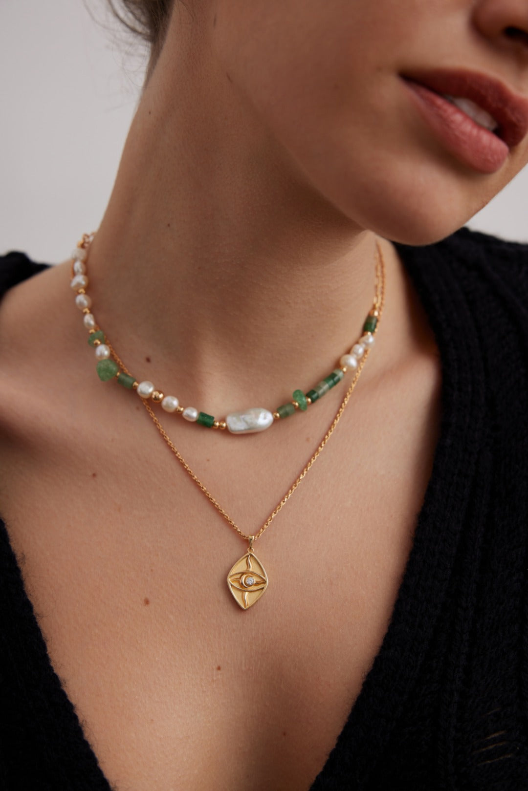 Aventurine Pearl Necklace