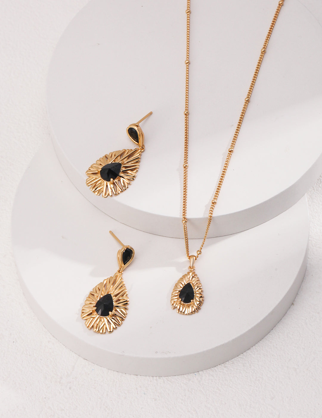 Black Zircon Necklace and Earring