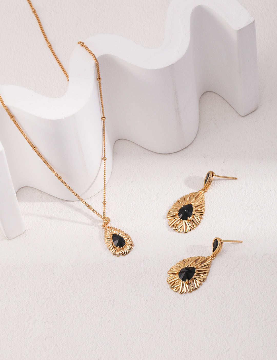 Black Zircon Necklace and Earring