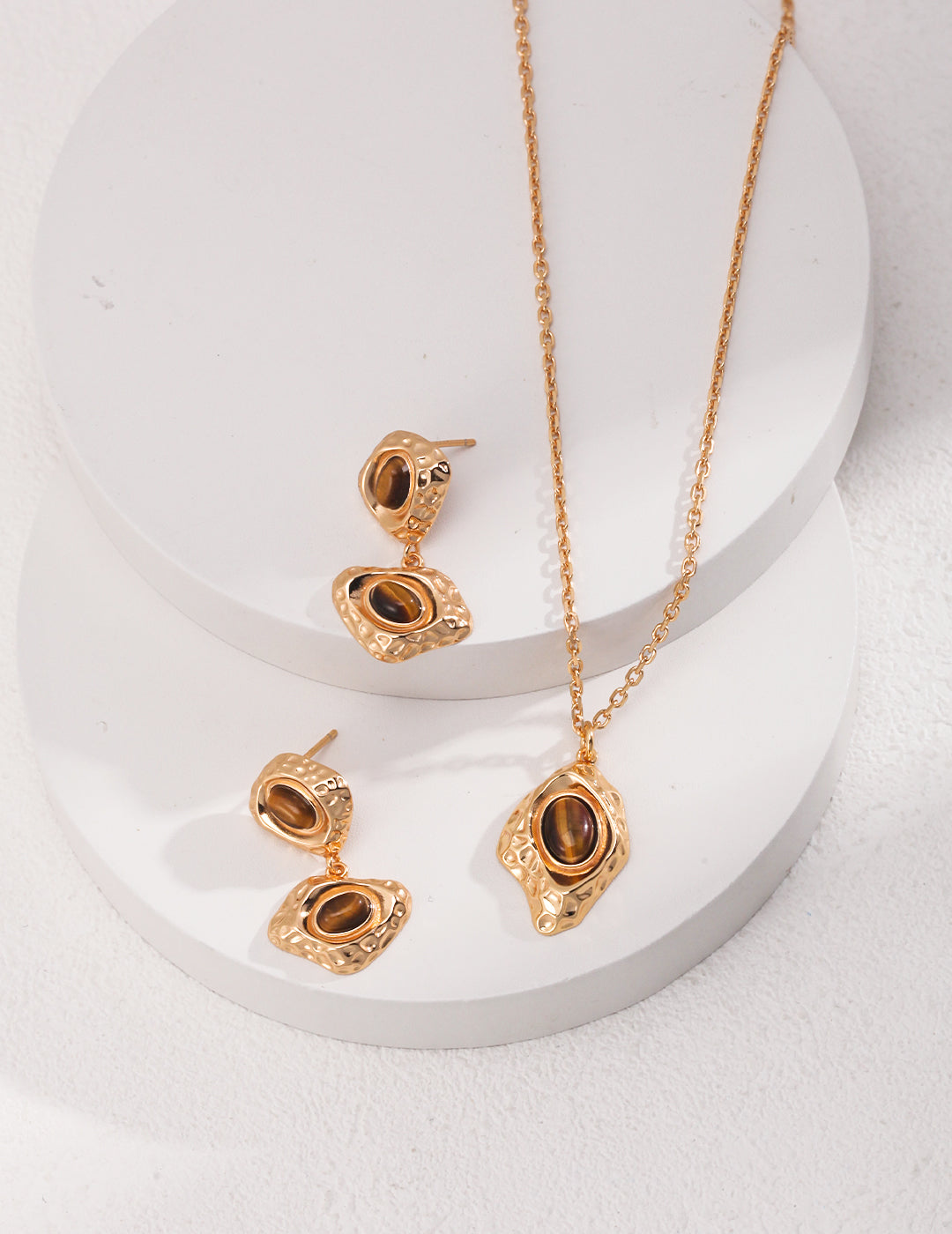 Silver Tigers Eye Stone Necklace/Earring