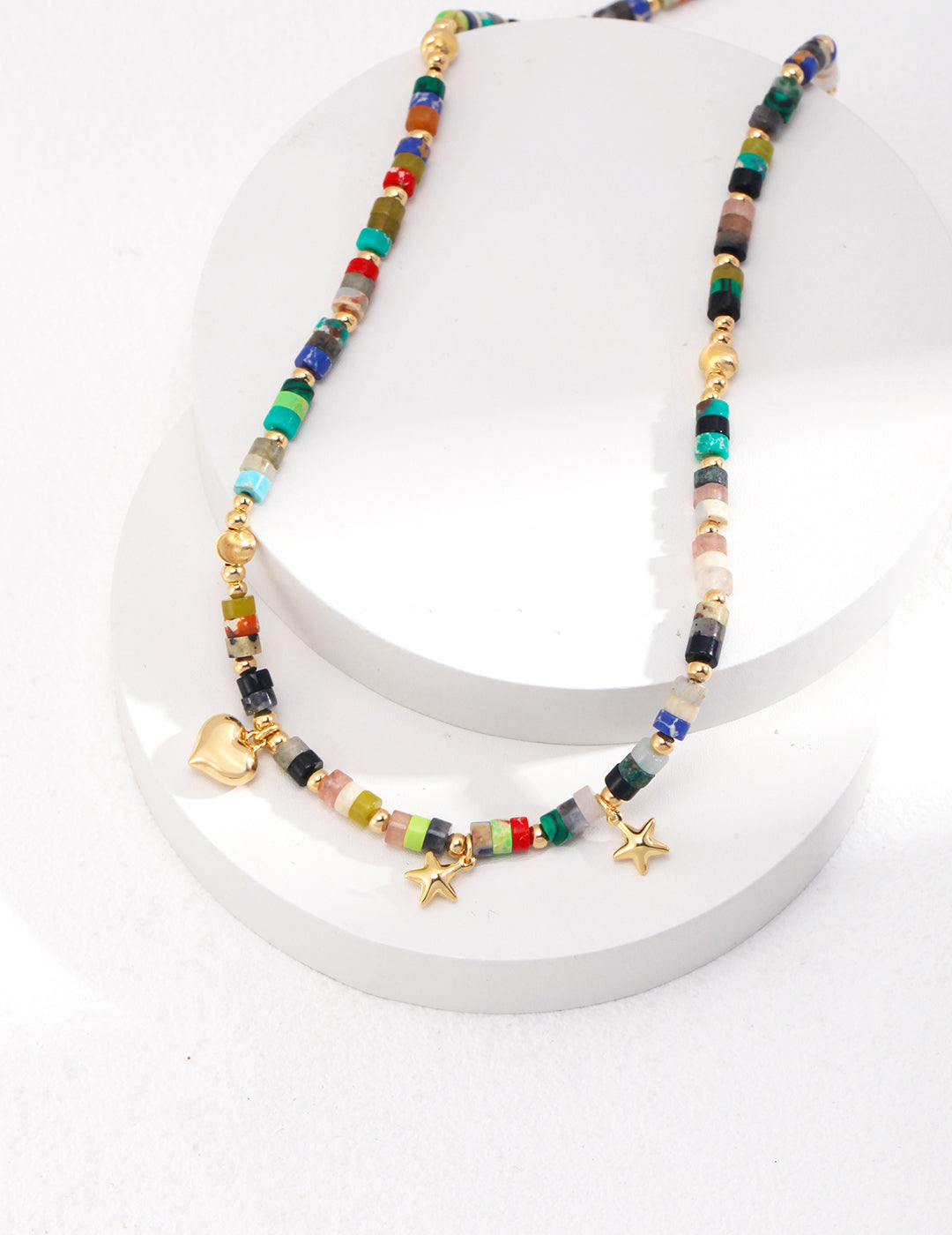 Colorful Stone Silver Necklace