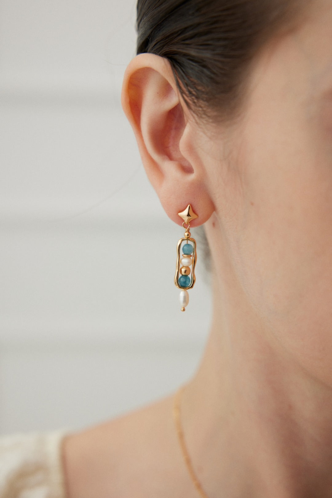 Amazonite Pearl Earrning