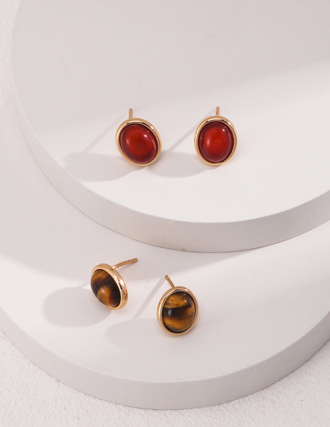 Red Oynx and Tiger Eye Stud