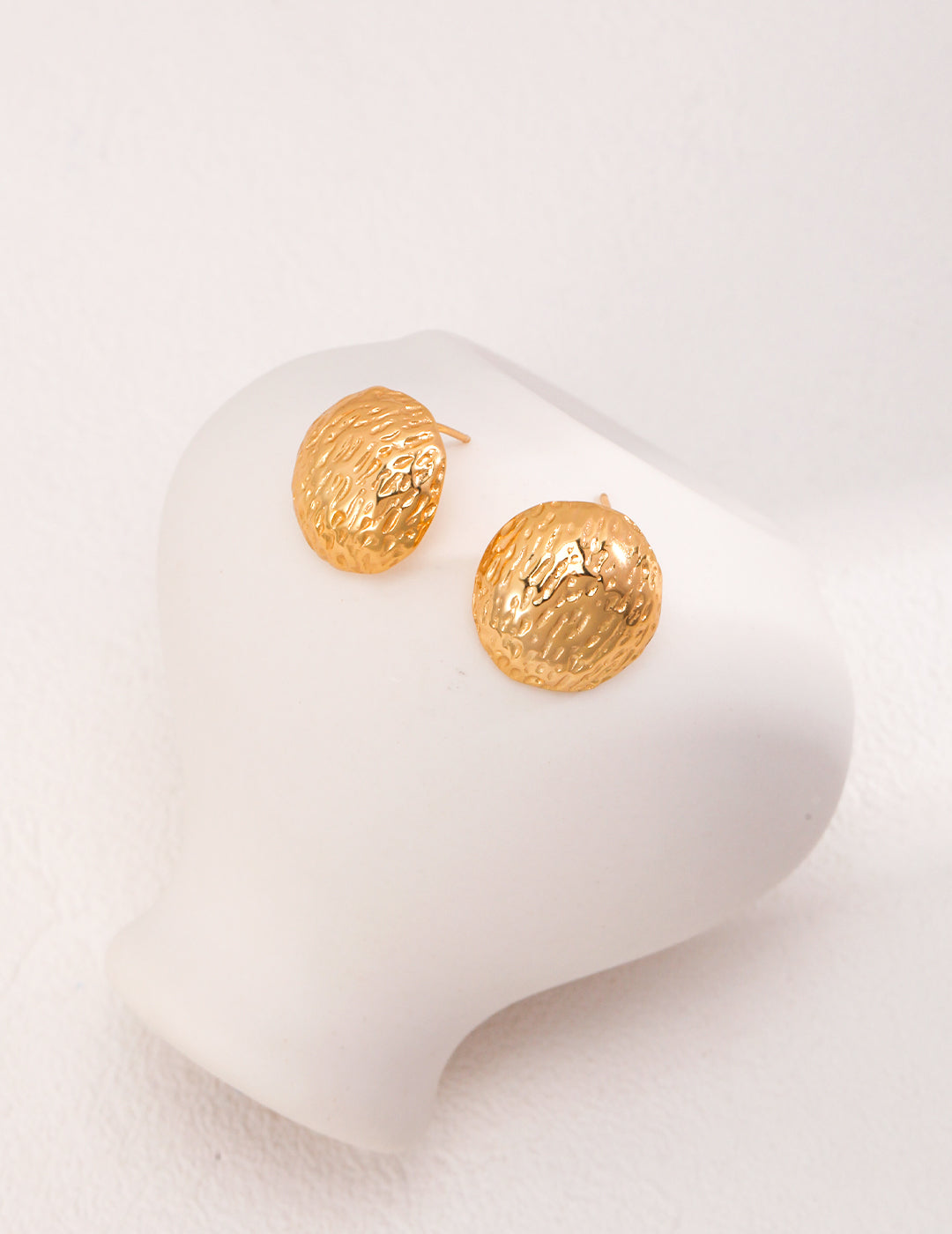 Hand-carved Textured Round Earrings