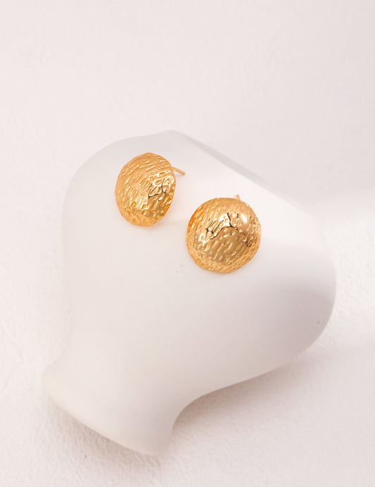 Hand-carved Textured Round Earrings