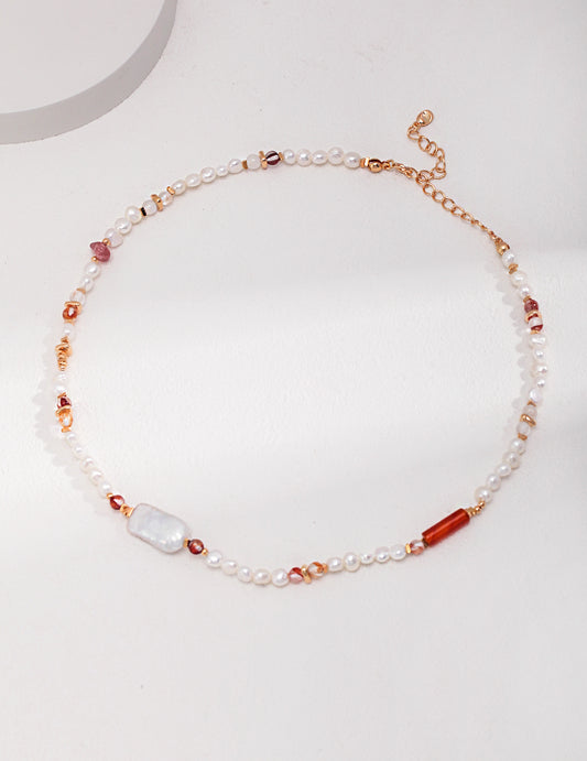 Strawberry Crystal Baroque Necklace
