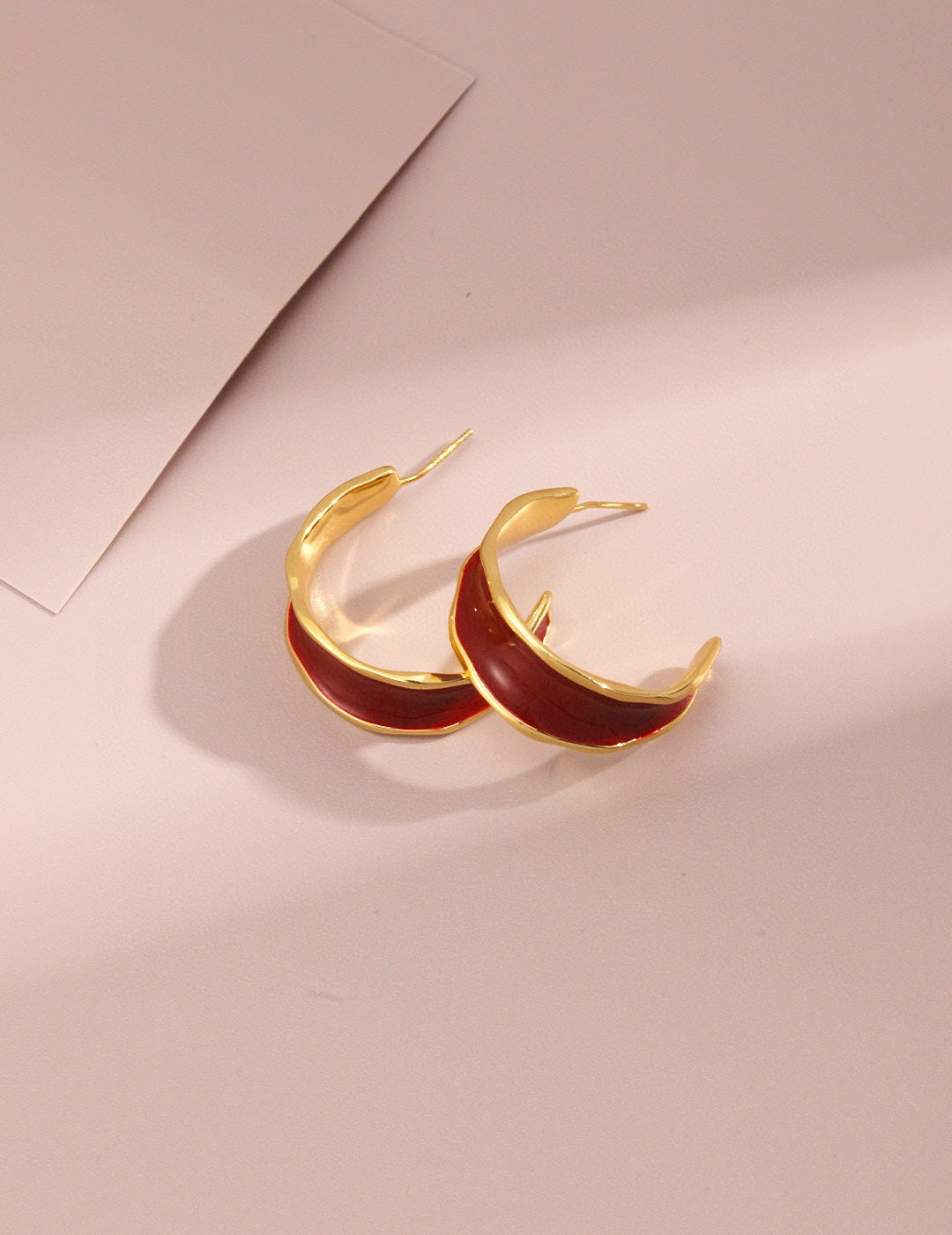 Red Glazed Open Earring