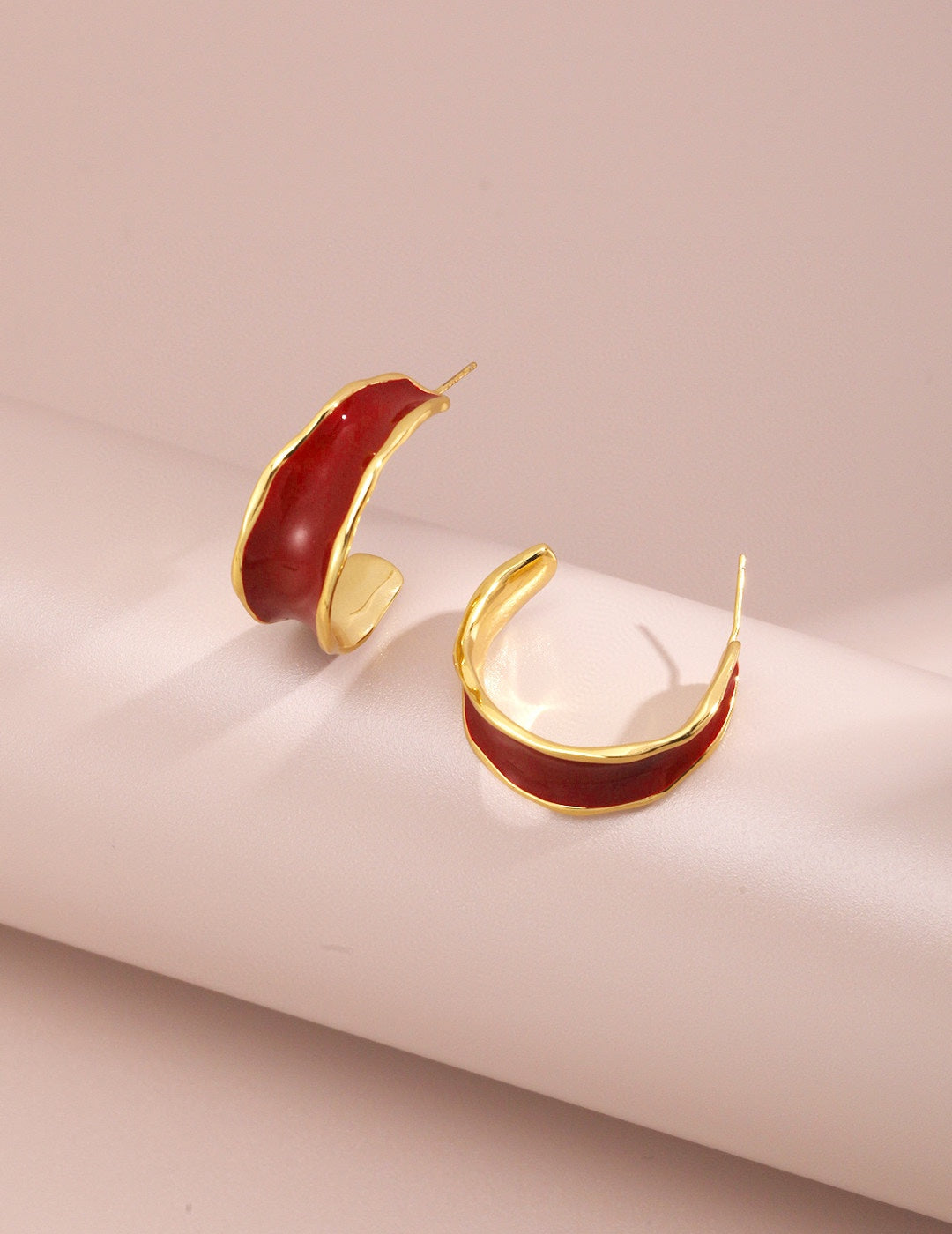 Red Glazed Open Earring