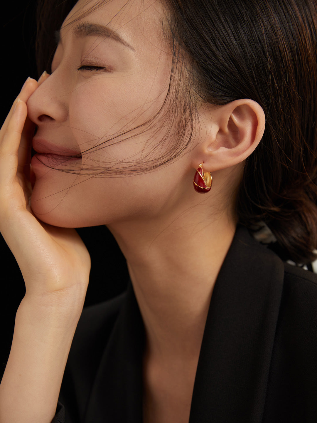 Red Glazed Earring