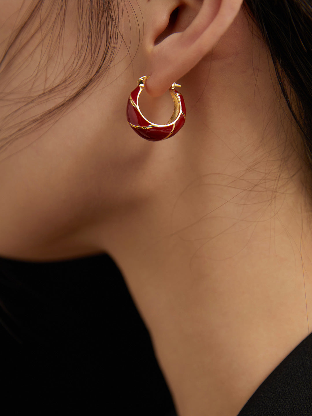 Red Glazed Earring