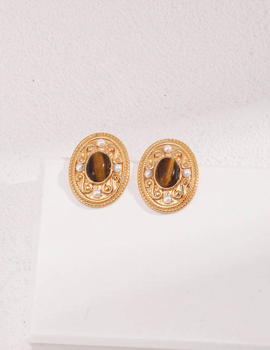 Tiger Eye Stone Earring