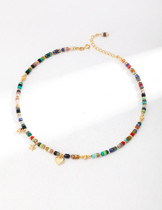Colorful Stone Silver Necklace