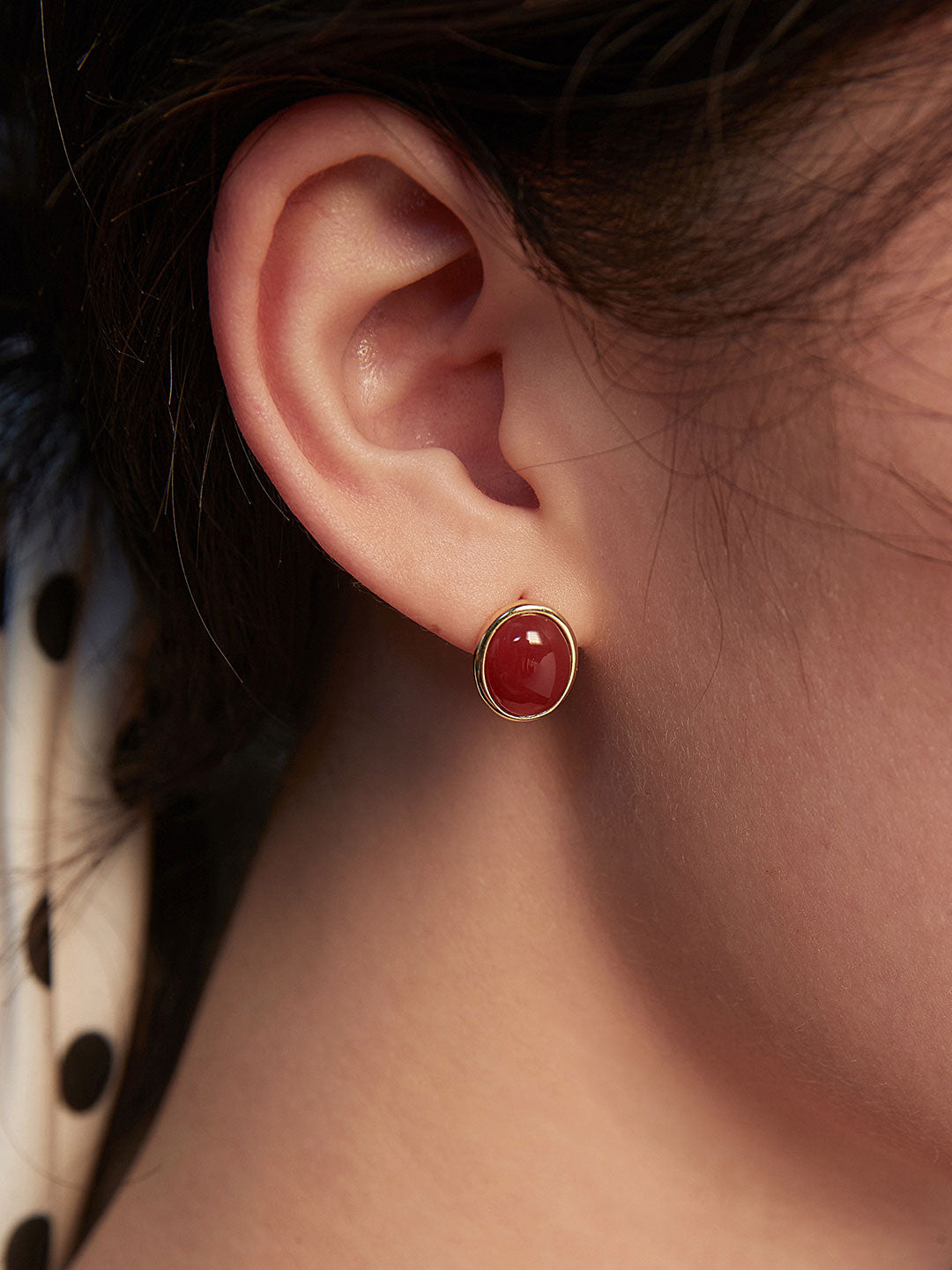 Red Oynx and Tiger Eye Stud